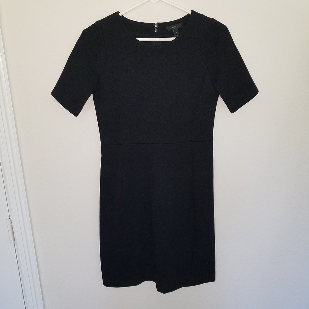 J. Crew black short sleeve wool dress